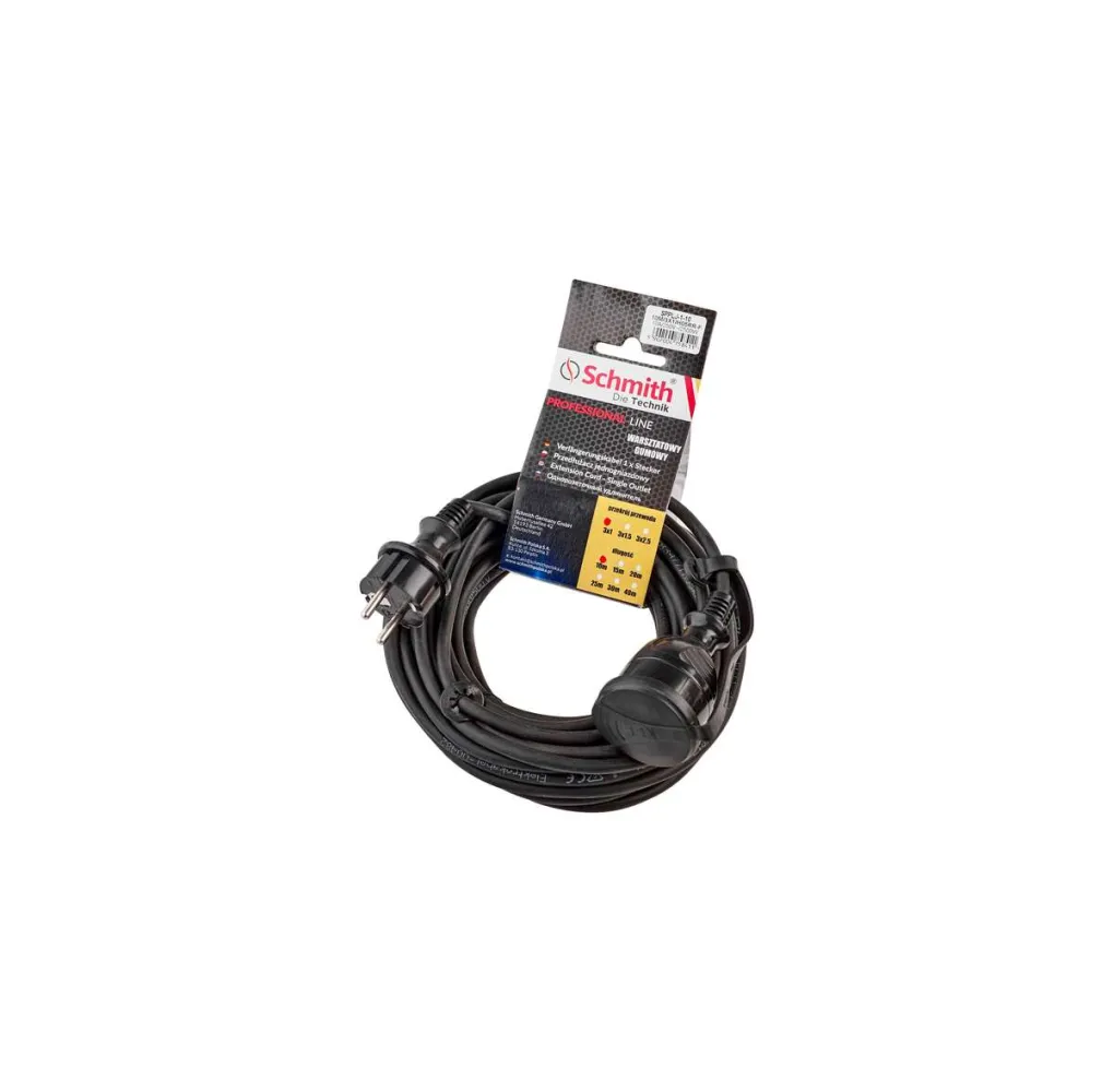 przedłużacz gumowy Schmith czarny 3x2,5mm 20m