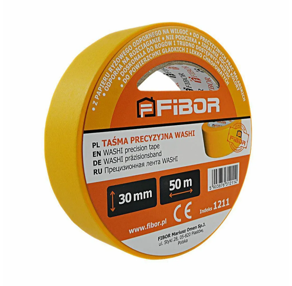 taśma precyzyjna Fibor WASHI ŻÓŁTA 30mm x 50m