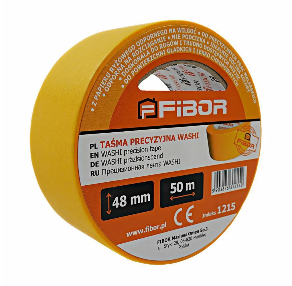 taśma precyzyjna Fibor WASHI ŻÓŁTA 48mm x 50m